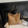 Casual Large-capacity Tote Single-shoulder Bag, Trendy Embroidered Commuter Handbag