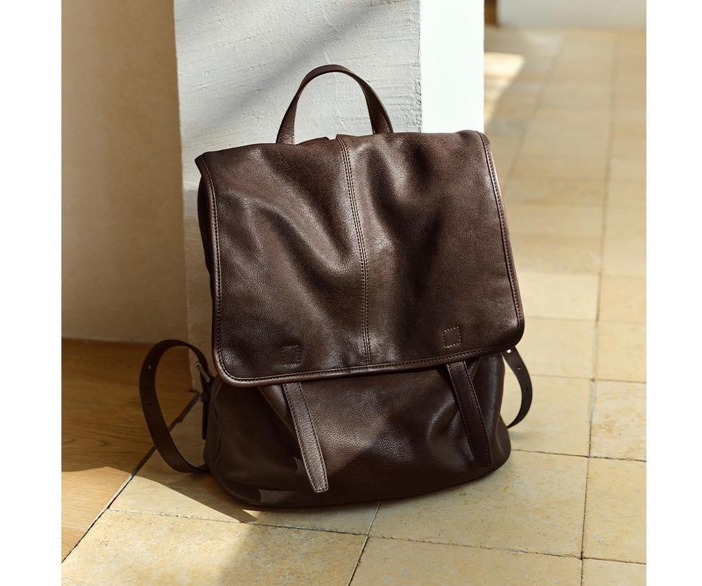 Plecak Qiu Zhen z pionowej skóry jagnięcej - Duża pojemność, Unisex, Codzienny, Styl do pracy