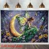 Bohemian Fairy Tale Moon Tapestry Wall Hanging Decor Boho Stars Floral Butterflies Magic Nursery Room Decoration Art Print Gift