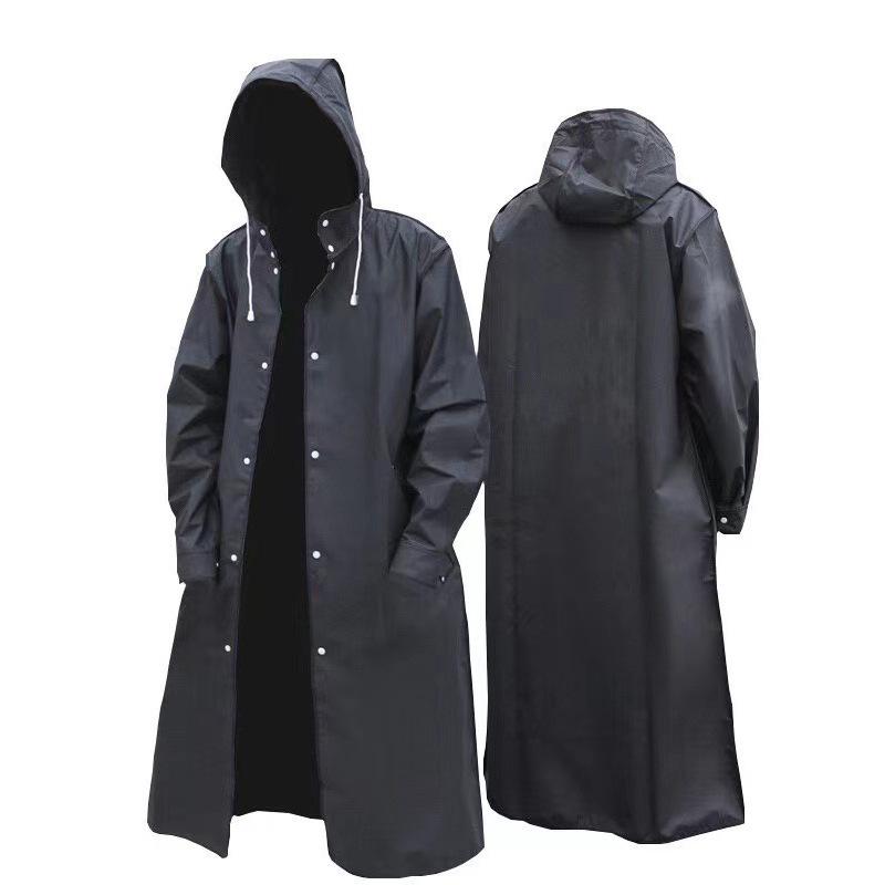 Imperméable noir à capuche pour homme, taille XL, en EVA – Protection intégrale contre la pluie et les intempéries