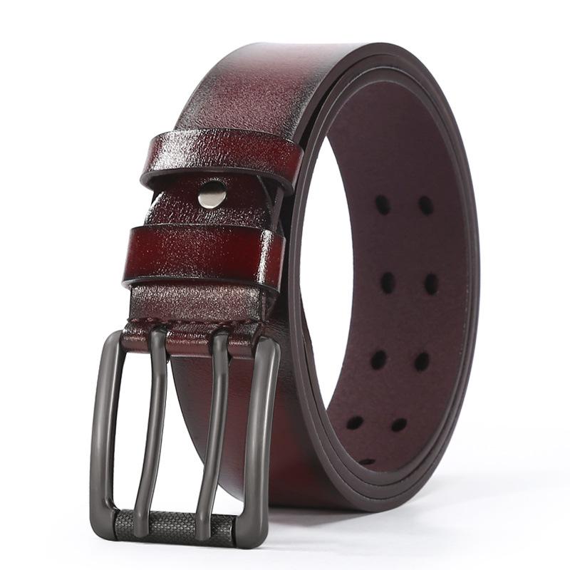

Men s Vintage Double-Prong Buckle Cowhide Leather Belt 120 cm
