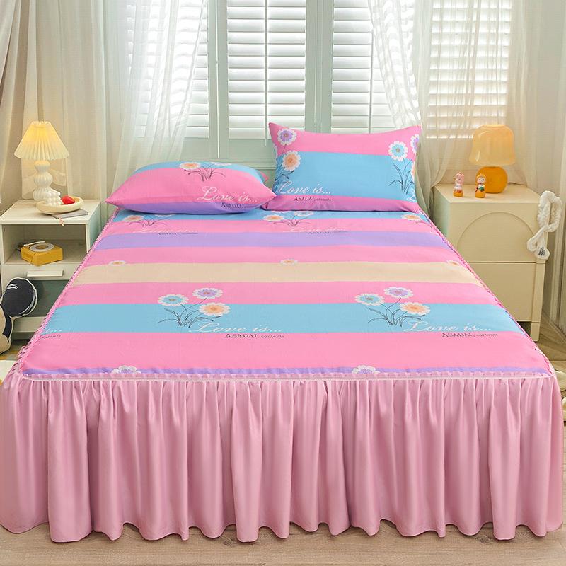 Bedroom Household Single-piece Sanding Bed Skirt Solid Color Skin-friendly Bedspread Bed Cover Bedroom Student Dormitory Sheets