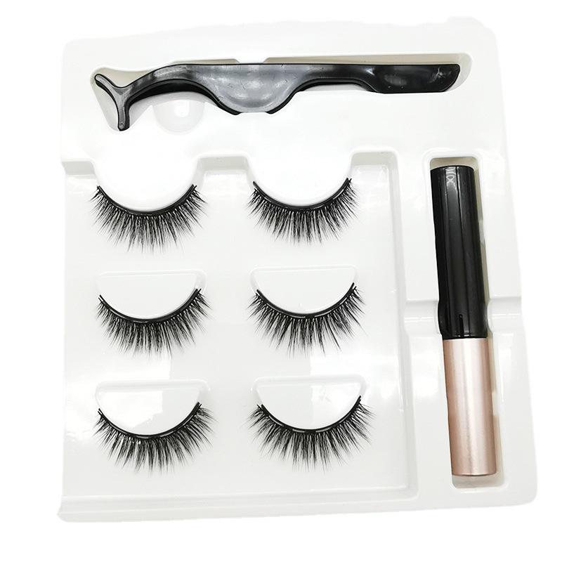 Cross-Border Magnetic Eyeliner Set: 3 Pairs of False Lashes with Adhesive-Free Magnetic Glue
