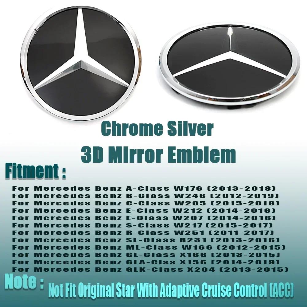 Autoaufkleber Für Mercedes Benz Silberner Rand 3D Spiegel Emblem Für Mercedes Benz A W176 B W246 C W205 Klasse Mattschwarz OE Stil F