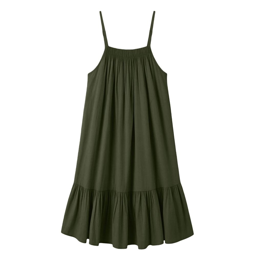 Women's Summer Color Spaghetti Strap Sundress - Casual Beach Dress, Comfortable Tank Dress for Vacation