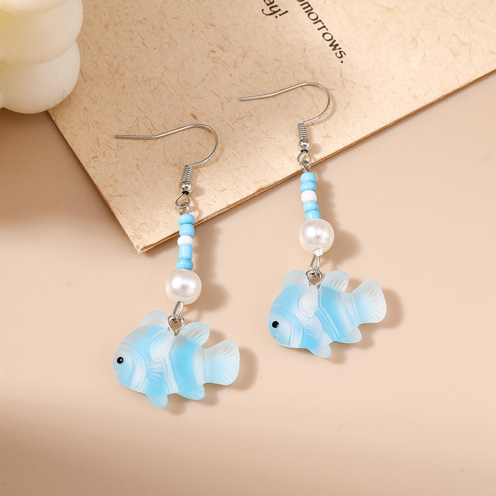 Cute 3D Simulation Clownfish Earrings for Women Girls Summer Beach Dangle Earrings Kid's Jewelry Gifts