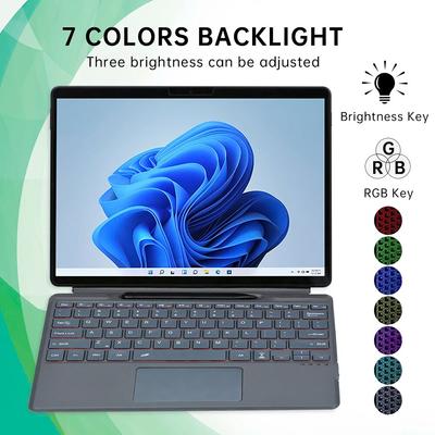 Kabellose Tastatur für Microsoft Surface Pro 8 x 13,0 Zoll, Hülle mit Touchpad-Hintergrundbeleuchtung, abnehmbare Abdeckung für Surface Pro 3 4 5 6 7