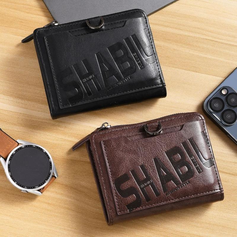 Fashion Men Wallets Leather Zipper Purse Money Clip Man Card Holders Male Short Multi-Card Wallet Coin Purse New Year Gifts