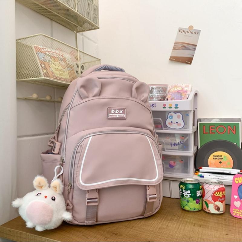

Новый школьный рюкзак большой вместимости для девочек, корейская версия, милый нейлоновый детский рюкзак для ученика начальной школы, 4, 5, 6 класс, ранец One size розовый