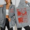 Japan Crane Cherry Blossoms Waves Art Letter Prints Zipper Hoody Woman Sportswear Casual Hoodie Autumn Clothes