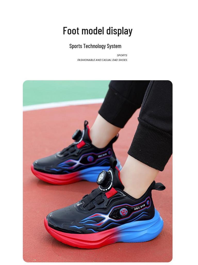 2025 Boys' Non-Slip Leather Basketball Shoes for Older Children & Primary School – Autumn/Winter Style for Running