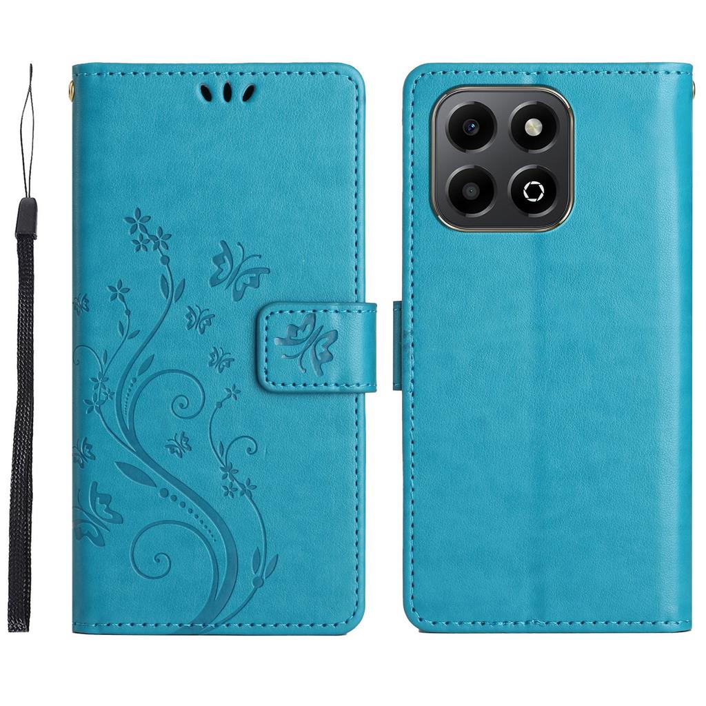 For Honor X7c 4G/200 Smart 5G Case Pattern Imprint PU Leather Phone Wallet Cover with Strap