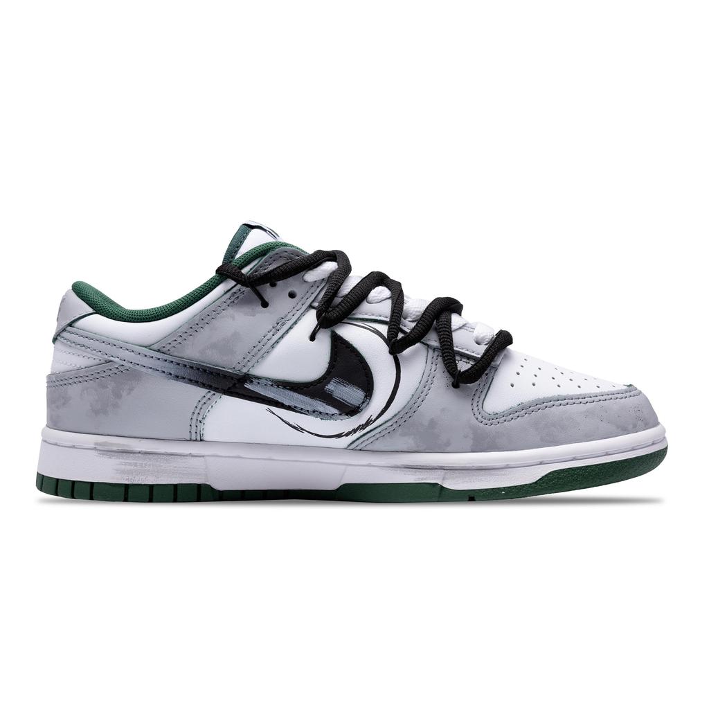 Nike Dunk PU Coverage Slip Resistant And Abrasion Resistant Low Top Skateboard Shoes Unisex Black Gray White DD1391-101(Team28-)