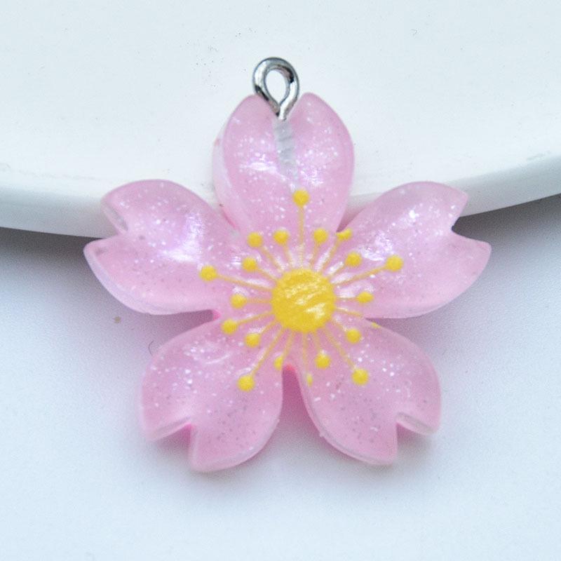Luminous Sakura Daisy Resin Charms: Earrings, Pendants, Keychains for DIY Jewelry