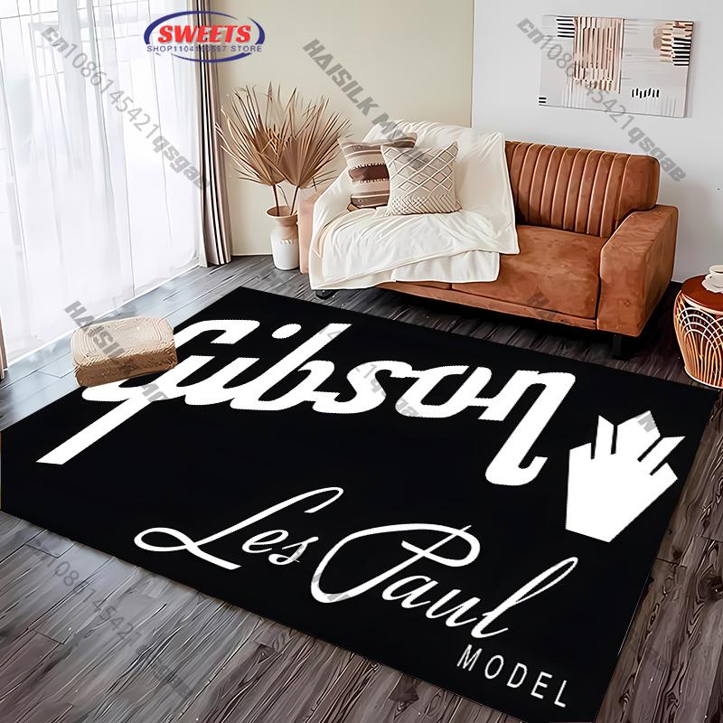 17Stili Tappeto con Stampa Pattern Chitarra G-Gibs0n per Soggiorni Camera da Letto, Divano, Lavabile in Lavatrice Tappetino Regali per Amanti della Musica