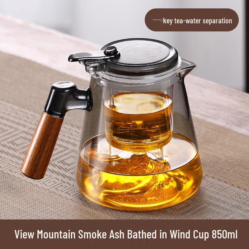 High-Temperature Resistant Glass Teapot with Built-in Tea & Water Separation