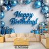 2D Blue Silver Balloon Birthday Backdrop, Boys Party Decor Banner
