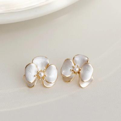 Pendientes de flor de perla de imitación para mujer, dulces y románticos regalos de joyería para novias y bodas.