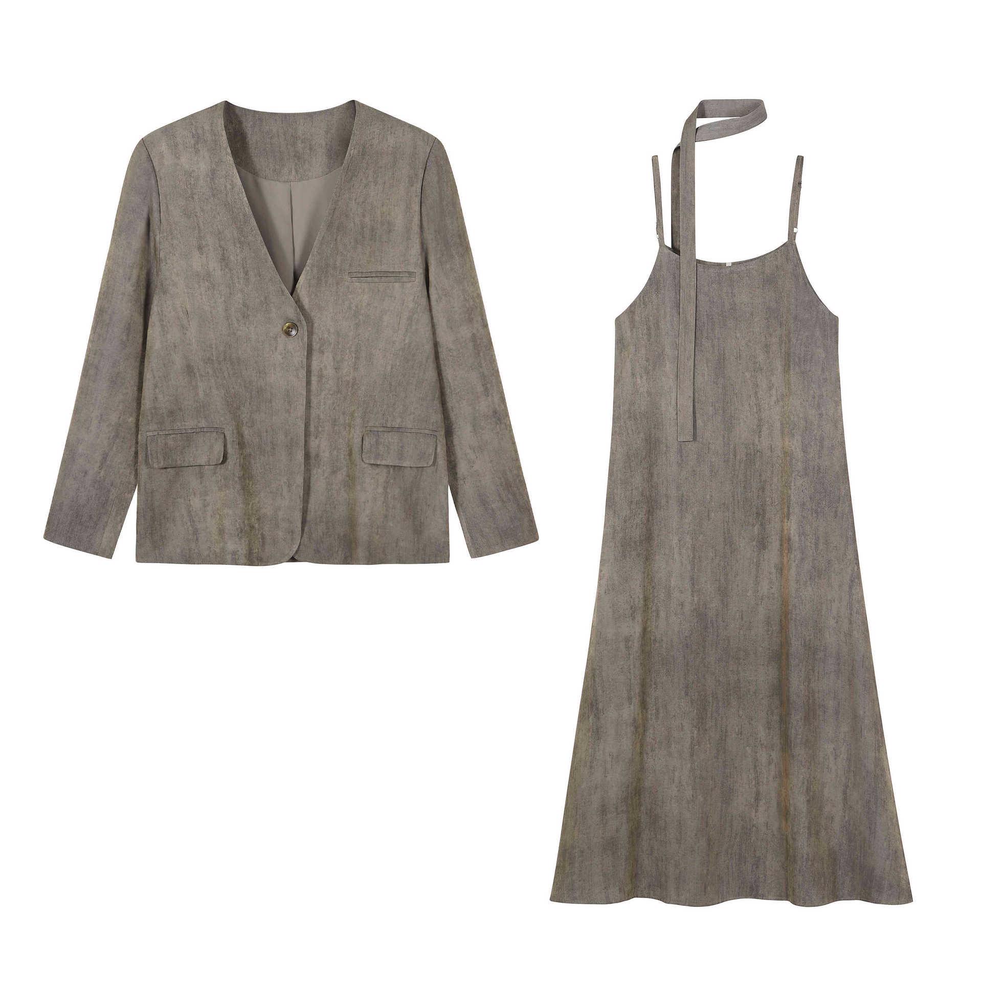 

Chic Plus Size Suit & Camisole Dress Set for Women - Stylish Concealing Design 2XL (140-160 jin)