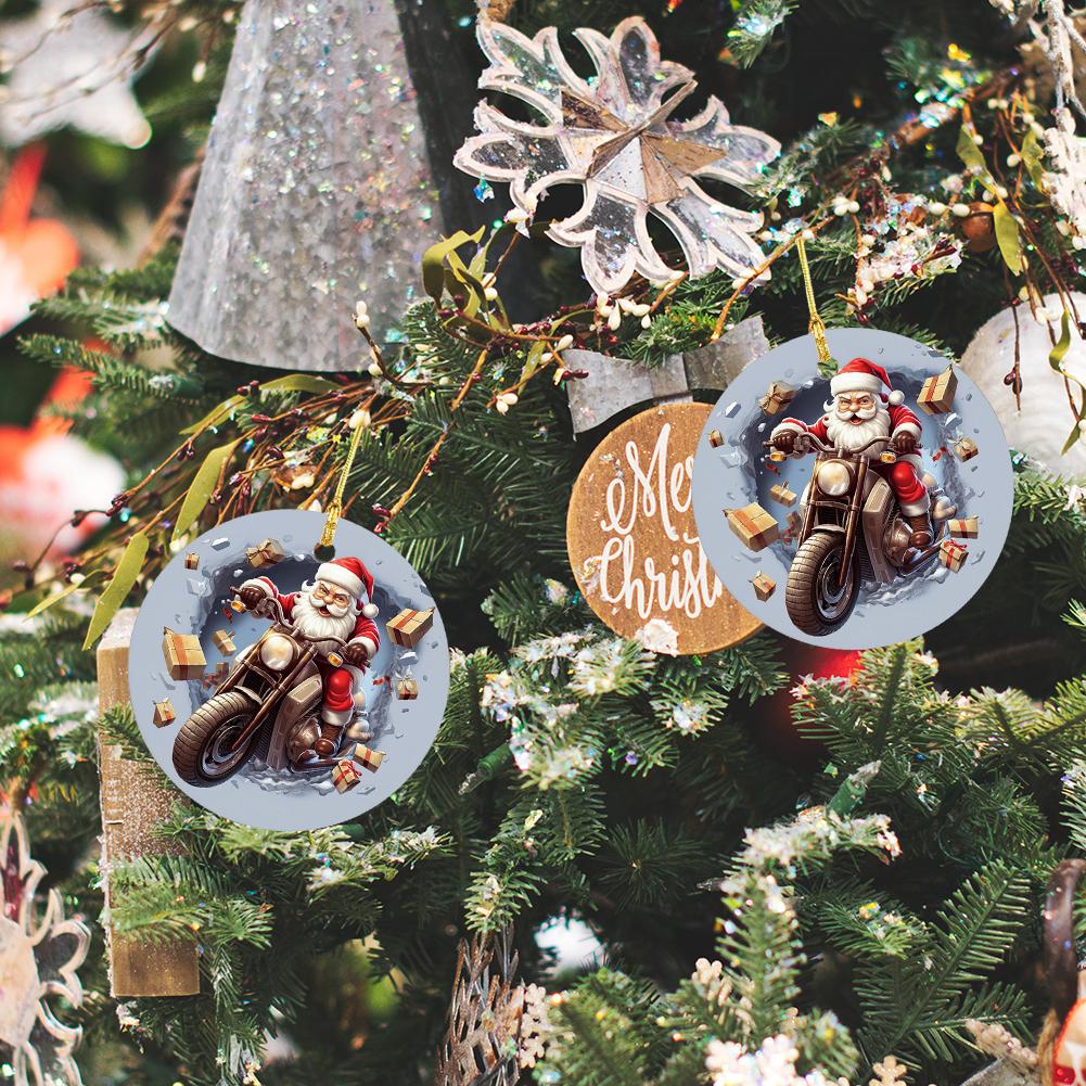 Christmas Cartoon Santa Decorations Acrylic Snowman Hanging Ornaments Realistic Flat Tree Hanging Decorations Round Party Favors