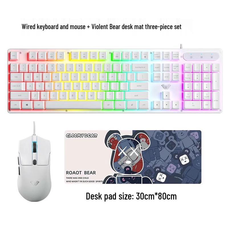 AULA Tarantula Wired Silent Keyboard: Mechanical Feel & Cool Lighting for Office/Desktop