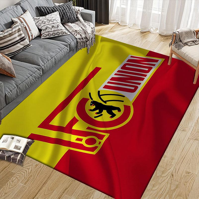 1. FC Union Berlin Flannel Printed Carpet, Home Sofa Decoration for Living Room & Bedroom, Non‑Slip Play Flannel Floor Mat for Game Room