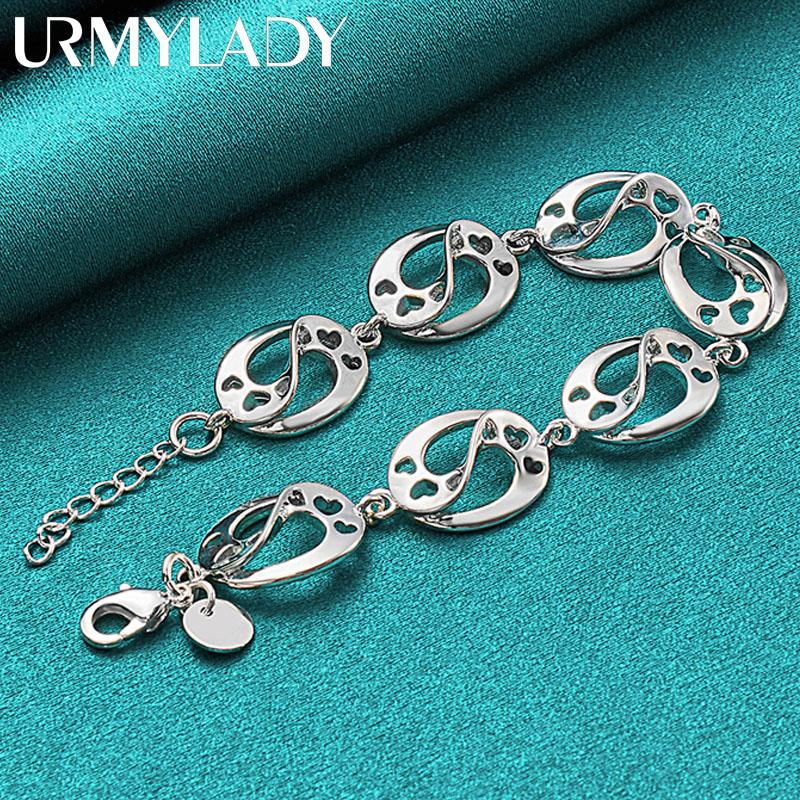 925 Sterling Silver Round Chain Bracelet For Women Wedding Engagement Party Fashion Jewelry