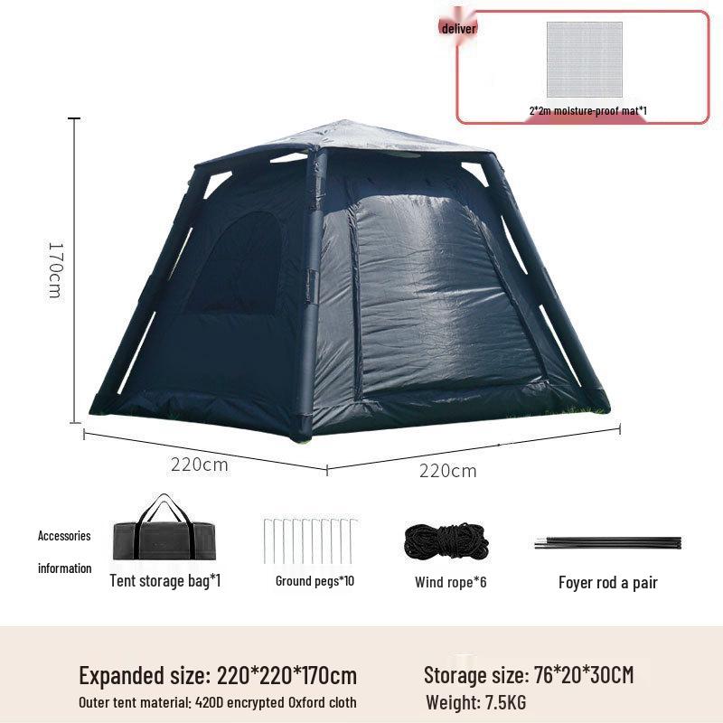 Tragbares regendichtes aufblasbares Zelt für 3-5 Personen - Vollautomatische Outdoor-Campingausrüstung