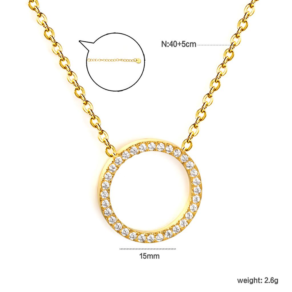 Jewelry Hollow Water Drop Belt Zircon Necklace Niche Premium Love Circle Earrings Stainless Steel Gold Plated Necklace