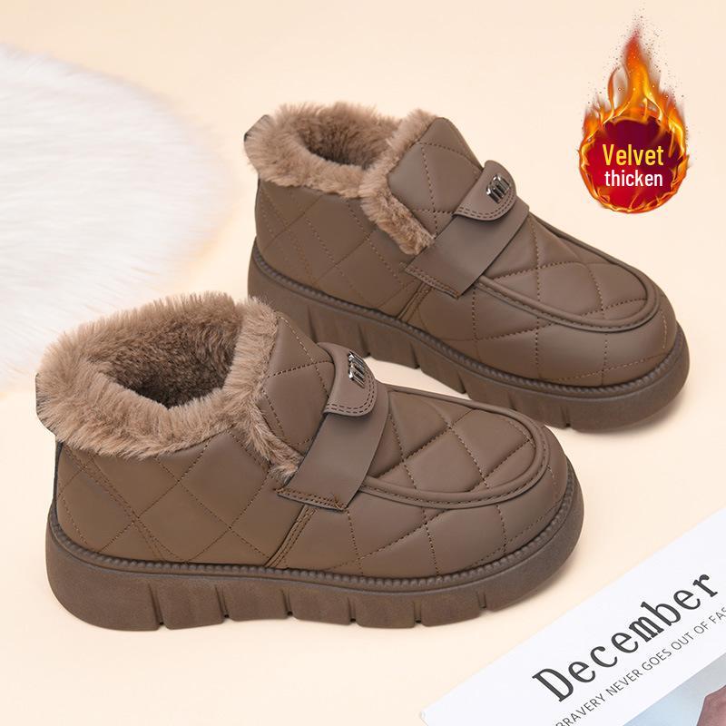 

Женские водонепроницаемые зимние ботинки на толстой подошве - Зимняя кожа, Нескользящие, Теплые с хлопковым наполнителем 39