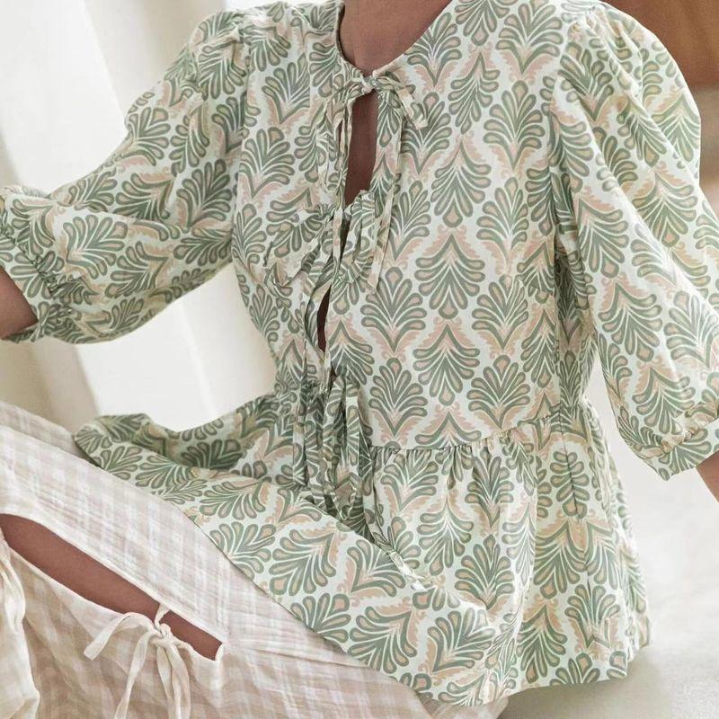 European and American Women clothes Top Fashion Stripe Patchwork Shirts Lazy Plaid Top Women