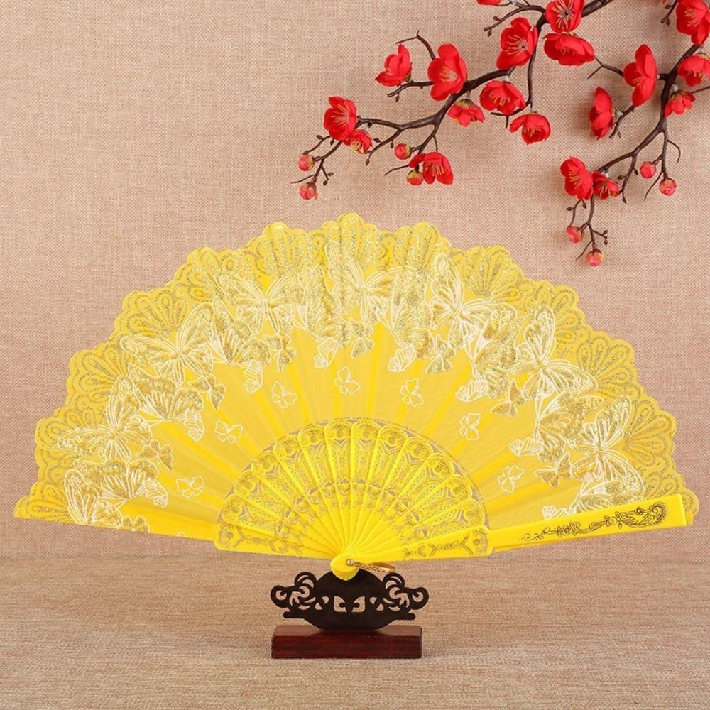 Handheld Chinese Style Folding Fan Butterfly Pattern Dance Fan Decorative Fan  Hanfu Accessories