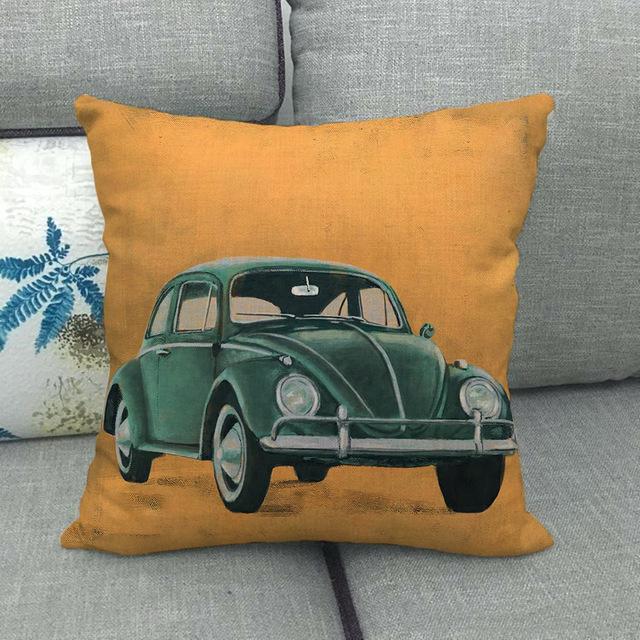 45cm *  unique watercolor car beetle design, suitable for family bedroom hotel  decoration pillow case