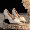 2024 Wedding Stilettos With Flowers White Temperament Stilettos With Party Gentle Wind Princess Women'S Shoes