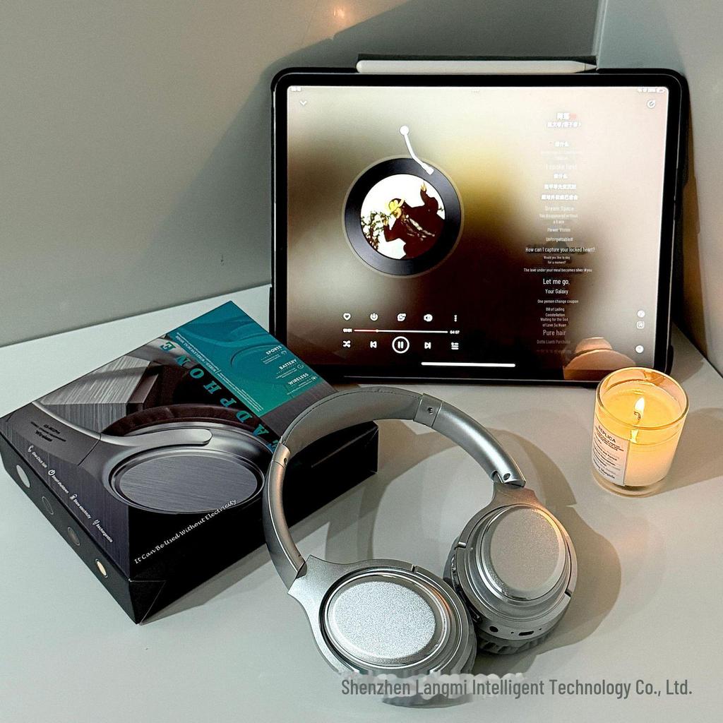 VJ901 Retro Bluetooth Wireless Noise-Canceling Headphones with Head-Mounted Design and Folding Card Plug-In Cable.