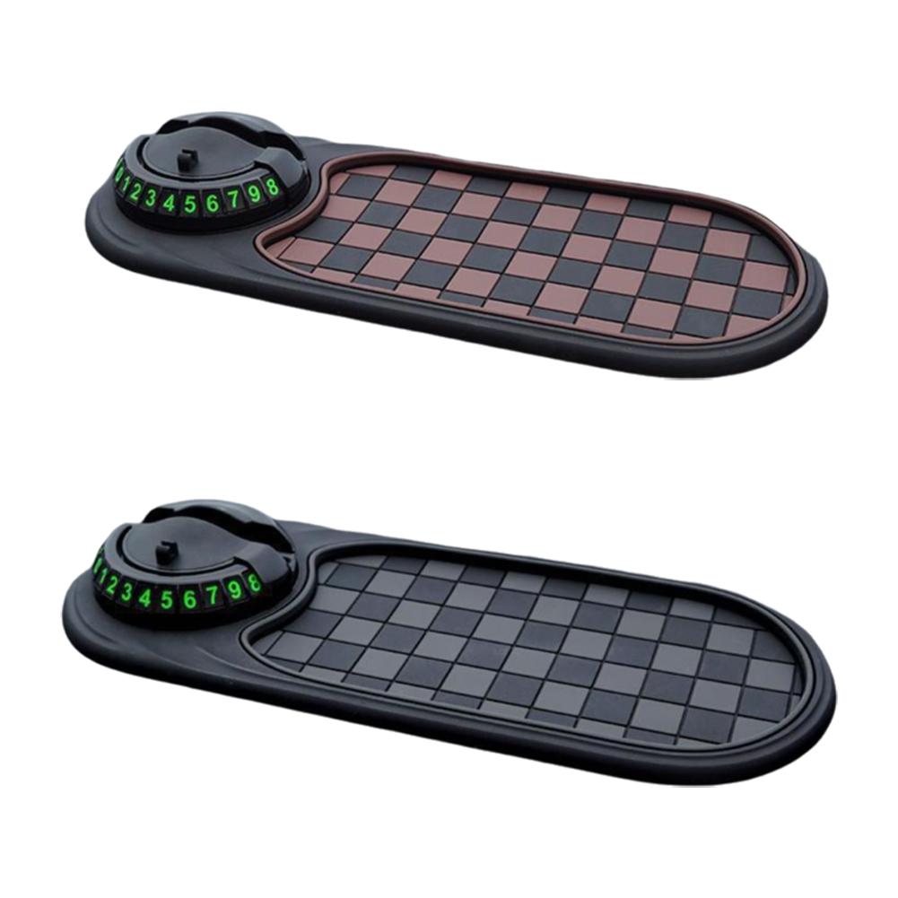 Multifunction Car Anti-Slip Mat, Rotatable Anti Skid Car Dashboard Pad with Temporary Parking Numbe, Universal Car Phone Holder