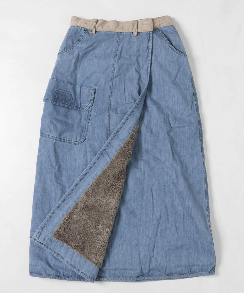 Cliff Mayer Denim Wrap Ljusblå 2-vägs Boa-fodrad Kjold, Dam, Stor,