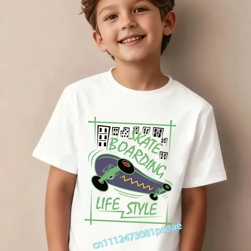 Personalized letters children's pure cotton short-sleeved boys' sports shirt,girls' casual top with cartoon print,summer T-shirt