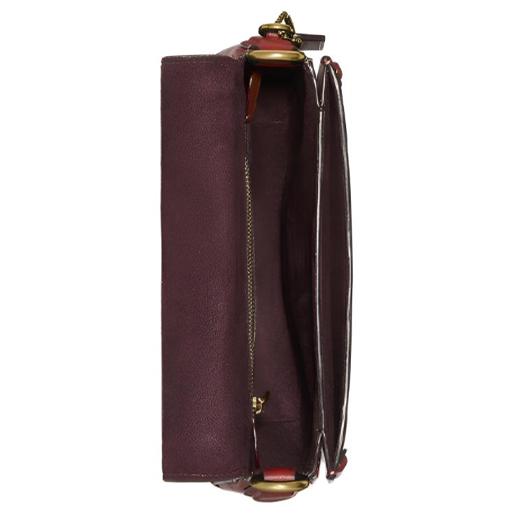 New COACH Beat Leather Saddle Bag, Shoulder Bag, Crossbody Bag Medium Women's Brown Red C0749-B4SAR