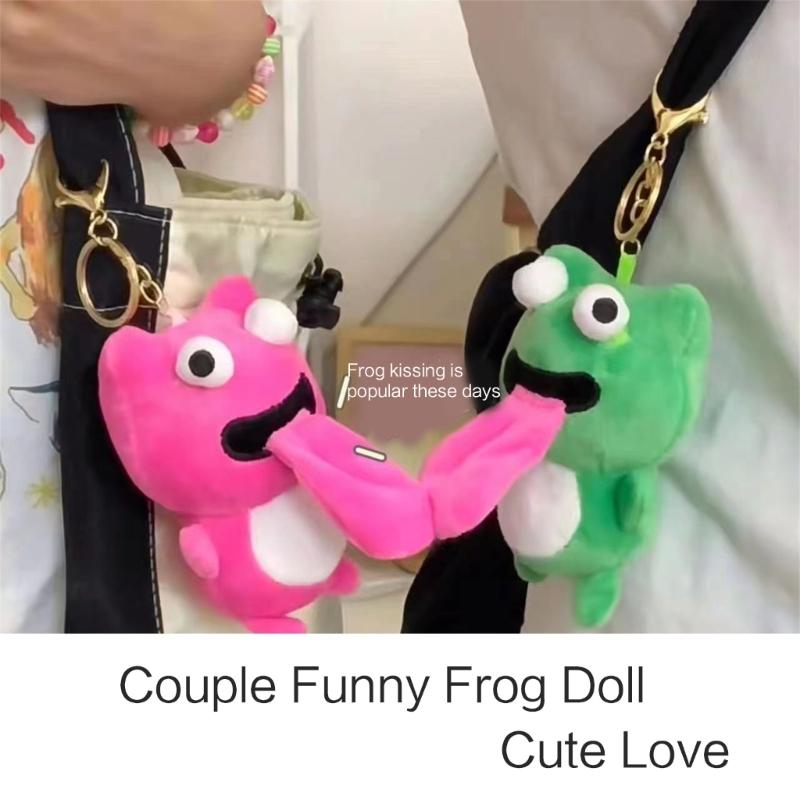 Hübsche Plüsch-Schlüsselanhänger Große Augen Froschpuppe Zunge Herausstreckender Frosch Magnetische Anziehungskraft Spielzeug Schlüsselanhänger Anhänger Partygeschenke
