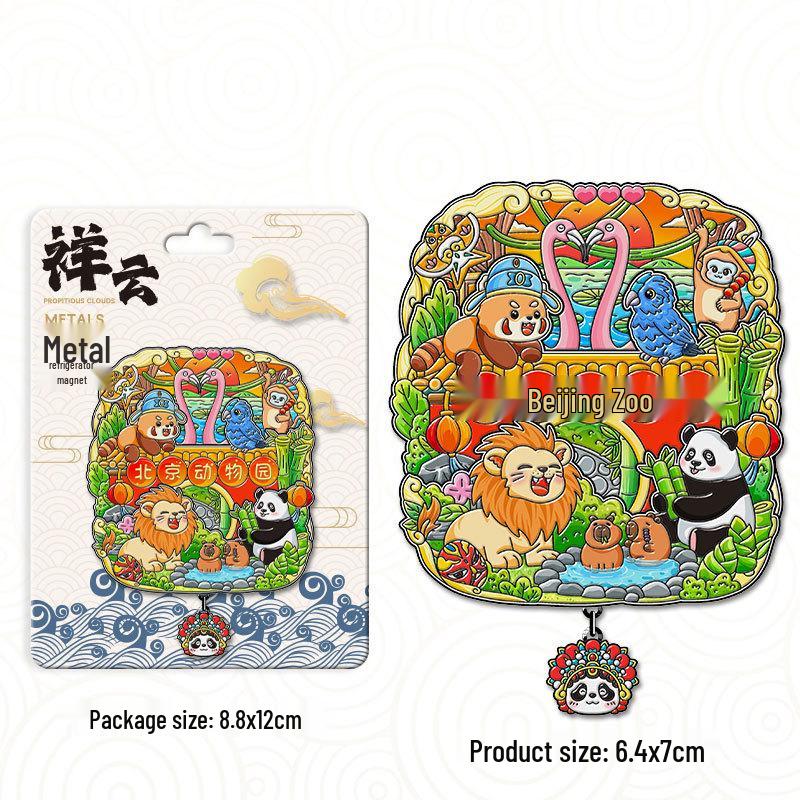 Metalowy wisiorek 3D zwierzę z zoo - Kreatywna pamiątka i naklejka dekoracyjna