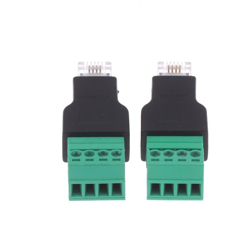 1/2Pcs 6P4C Male To 4 Pin Screw Terminal Converter Rj11 Ethernet Connector For Phone Receiver Extend Cable Adapter