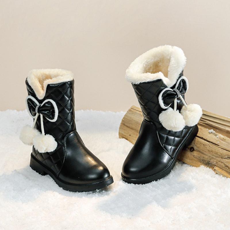 Cizme de zăpadă groase și călduroase de iarnă pentru fete, Cizme de prințesă pentru fete de liceu mediu, Cizme cu vârf mediu