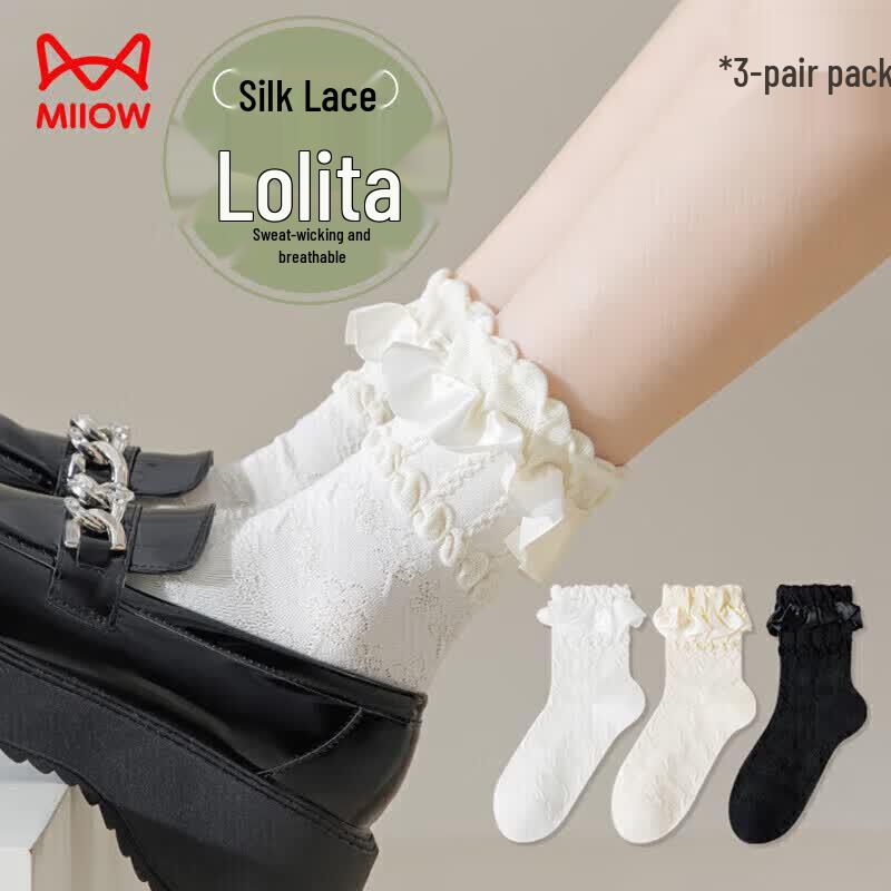 Women s Lolita Lace Mid-Calf Socks One Size
