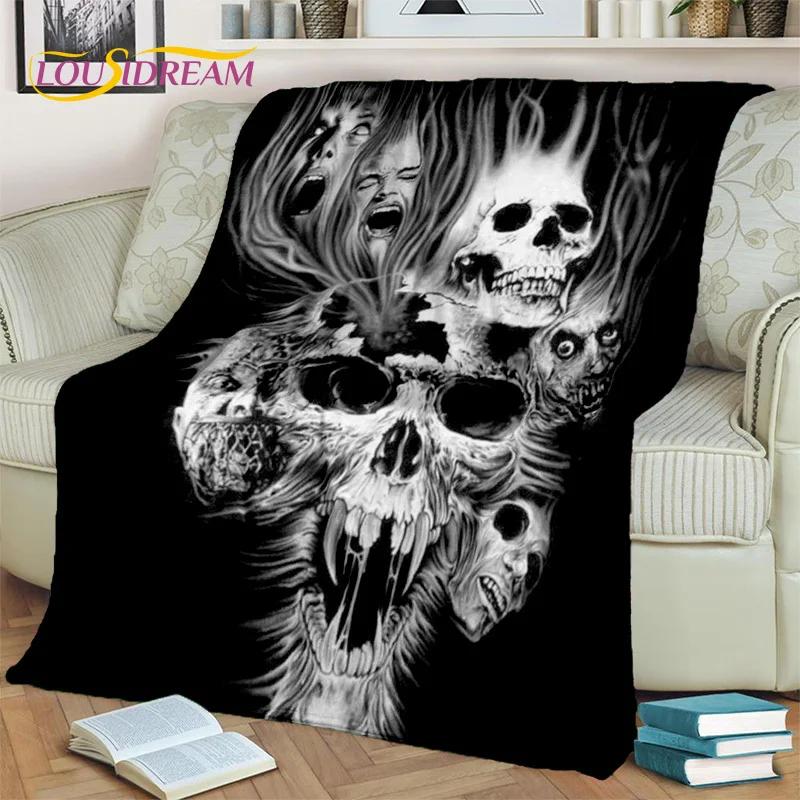Horror Gothic Skull Ghost Cartoon  Blanket,Soft Throw Blanket for Home Bedroom Bed Sofa Picnic Travel Office Cover Blanket Kids
