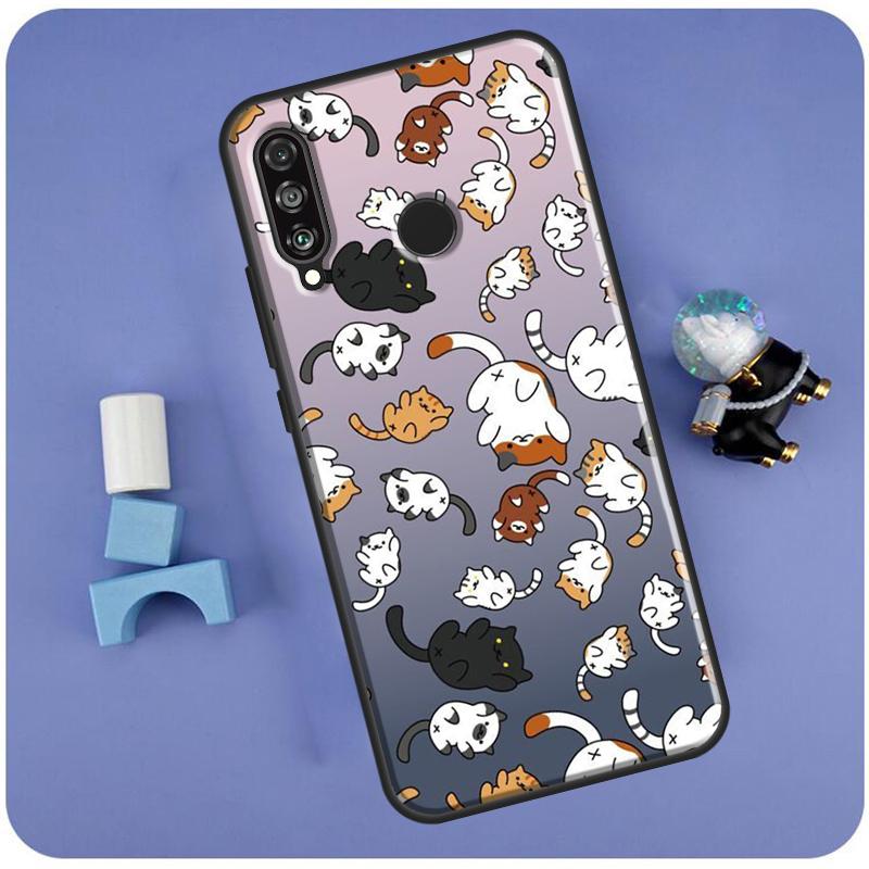 Cute Cartoon Cat For Huawei Nova 3i 7i 8i 11i 12i 9 10 SE Y60 Y61 Y70 Y72 Y73 Y90 Y91 P20 P30 P40 Lite Case