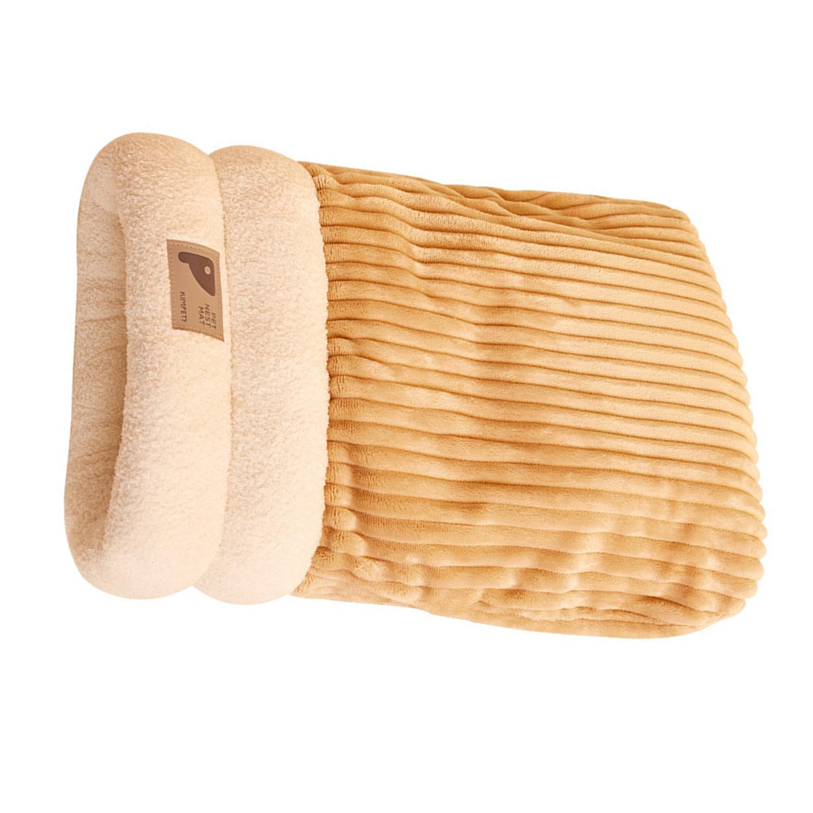 

Cat Sleep Bag Thicken Lining Furry Fleece Warm Wrap for Pet Kitten Puppy Winter Blanket Pocket Nest коричневый