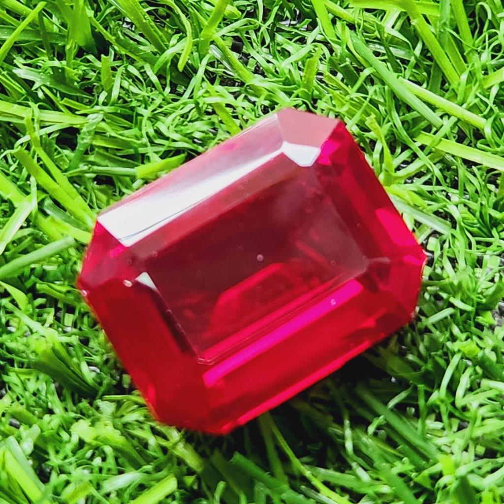 75.30Ct Heated Ceylon Red Ruby Emerald Cut Faceted Loose Gemstone