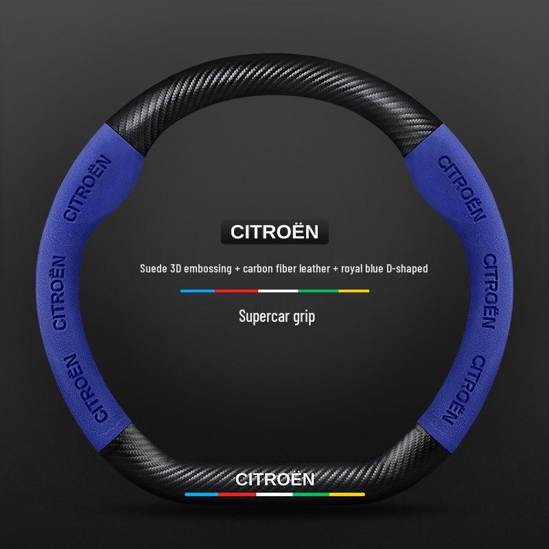 Universal Non-Slip Suede Steering Wheel Cover for Citroen: All-Season, Breathable Design for Men and Women
