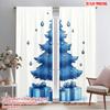 2pcs,2D Plane Printing Print Curtains Blue Christmas Tree Gifts Versatile Durable Polyester (without Rod) Festive Use for Living